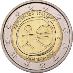 Италия 2 евро 2009 год - 10 лет валютному союзу