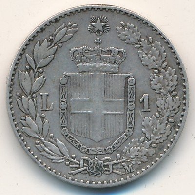 Италия 1 лира 1887 год