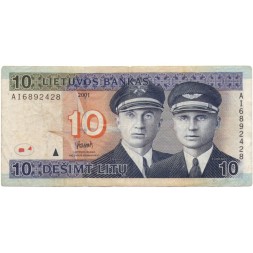 Литва 10 лит 2001 год - Летчики VF