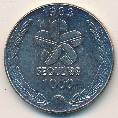 Южная Корея 1000 вон 1983 год - Олимпиада 1988 года в Сеуле. Барабанщики