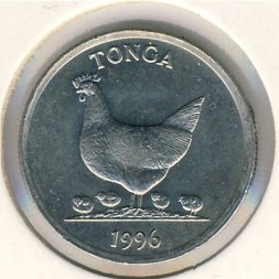 Монета Тонга 5 сенити 1996 год