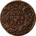 Полушка 1731 год Анна Иоанновна (1730 - 1740) - перечекан, узорчатый гурт - VF+