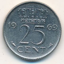 Нидерланды 25 центов 1969 год (рыба)