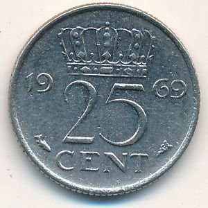 Нидерланды 25 центов 1969 год (рыба)