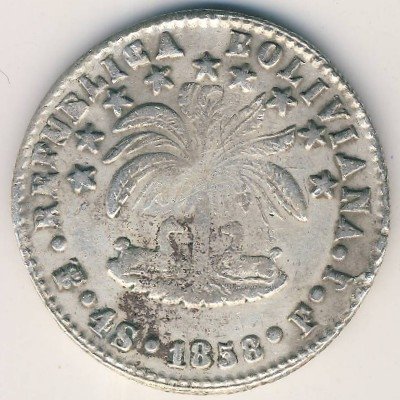 Боливия 4 соля 1858 год