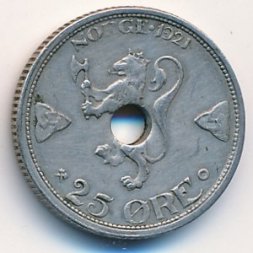 Норвегия 25 эре 1921 год