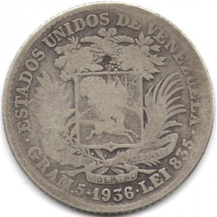 Венесуэла 1 боливар 1936 год