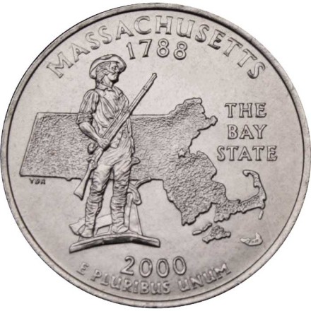 США 25 центов 2000 год - Штат Массачусетс (D)