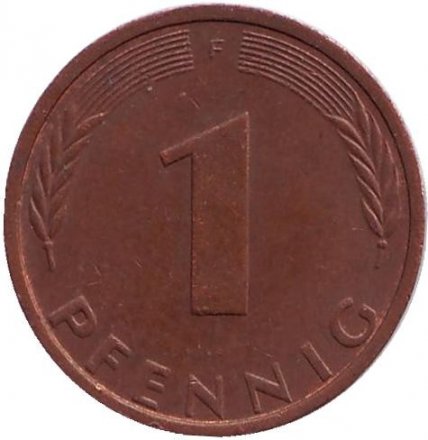 ФРГ 1 пфенниг 1976 год - F