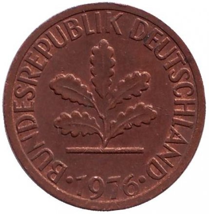 ФРГ 1 пфенниг 1976 год - F