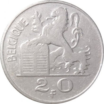 Бельгия 20 франков 1950 год BELGIQUE (Монетное отношение аверс/реверс (180°))