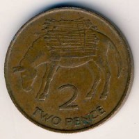 Монета Остров Святой Елены и острова Вознесения 2 пенса 1984 год - Осёл