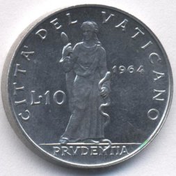 Ватикан 10 лир 1964 год Папа Павел VI