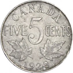 Канада 5 центов 1928 год Георг V