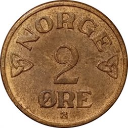 Норвегия 2 эре 1954 год - Король Хокон VII