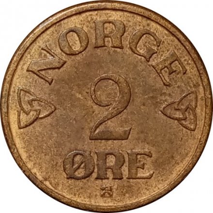 Норвегия 2 эре 1954 год - Король Хокон VII