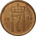 Норвегия 2 эре 1954 год - Король Хокон VII