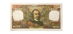 Франция 100 франков 1972 год - след от степлера - VF-