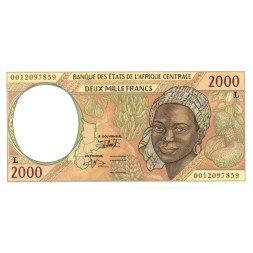 Габон 2000 франков 2000 год - Рынок на пристани UNC