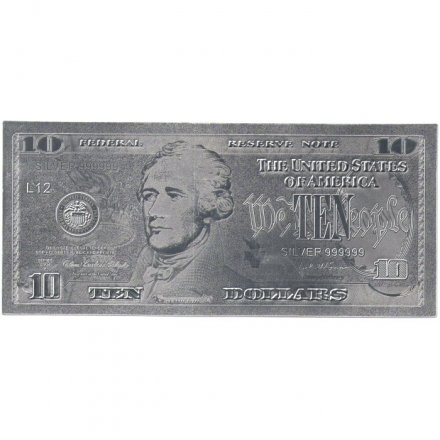 Сувенирная банкнота США 10 долларов (серебро) - UNC
