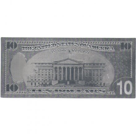 Сувенирная банкнота США 10 долларов (серебро) - UNC
