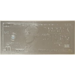 Сувенирная банкнота США 10 долларов (серебро) - UNC