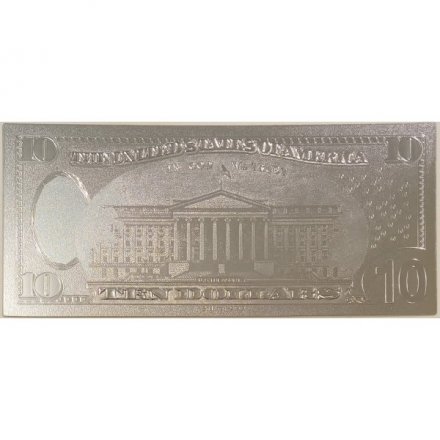 Сувенирная банкнота США 10 долларов (серебро) - UNC
