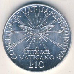 Ватикан 10 лир 1962 год