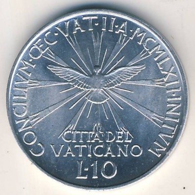 Ватикан 10 лир 1962 год
