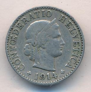 Швейцария 5 раппенов 1914 год