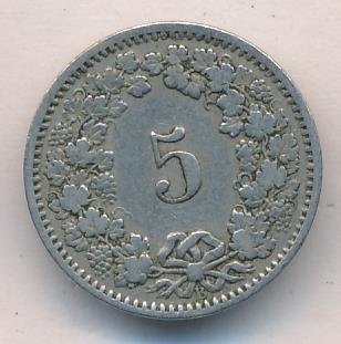 Швейцария 5 раппенов 1914 год