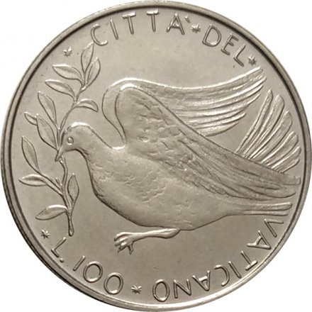 Ватикан 100 лир 1973 год - Голубь