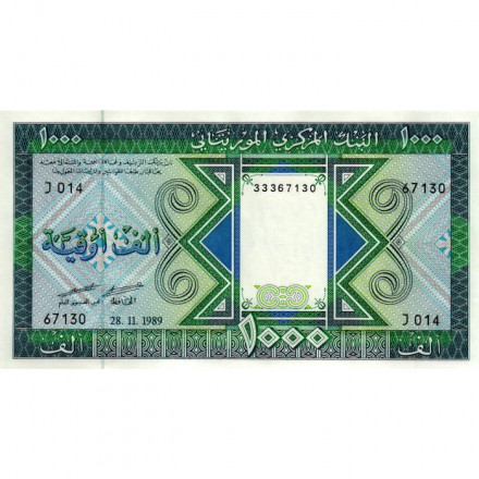 Мавритания 1000 угий 1989 год - UNC 