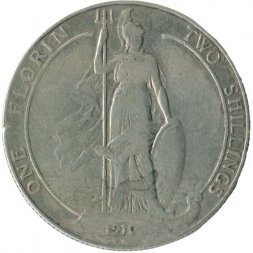 Великобритания 2 шиллинга (1 флорин) 1910 год