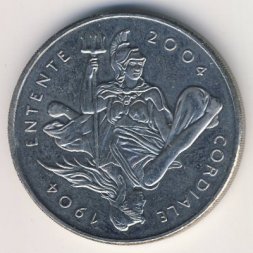 Великобритания 5 фунтов 2004 год - 100 лет Англо-французскому «сердечному соглашению»