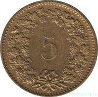Монета Швейцария 5 раппенов 1992 год