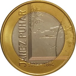 Словения 3 евро 2014 год - 200 лет со дня рождения Янеша Пухара