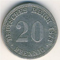 Германия 20 пфеннигов 1873 год