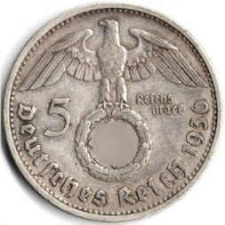 Третий Рейх 5 рейхсмарок 1936 год (G)