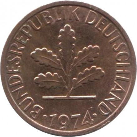 ФРГ 1 пфенниг 1974 год (F)