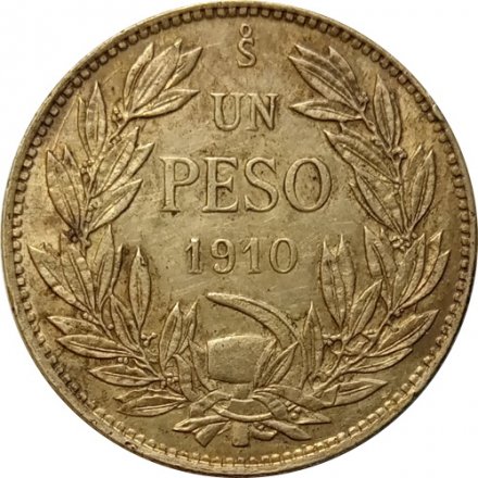 Чили 1 песо 1910 год