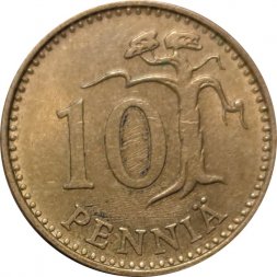 Финляндия 10 пенни 1967 год