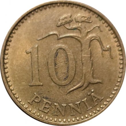 Финляндия 10 пенни 1967 год