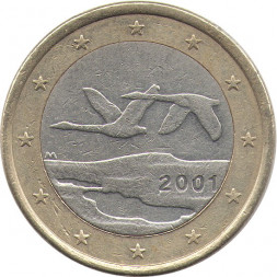Финляндия 1 евро 2001 год - Лебеди
