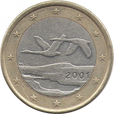 Финляндия 1 евро 2001 год - Лебеди