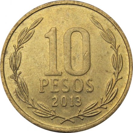 Чили 10 песо 2013 год Бернардо О’Хиггинс