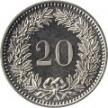 Швейцария 20 раппенов 2016 год