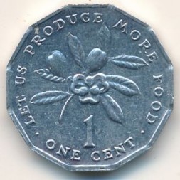 Ямайка 1 цент 1991 год
