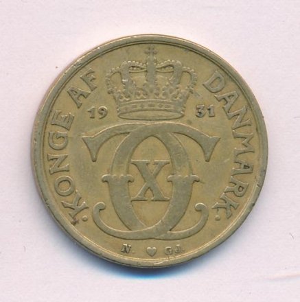 Дания 1 крона 1931 год