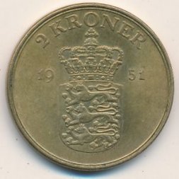 Дания 2 кроны 1951 год - Король Фредерик IX